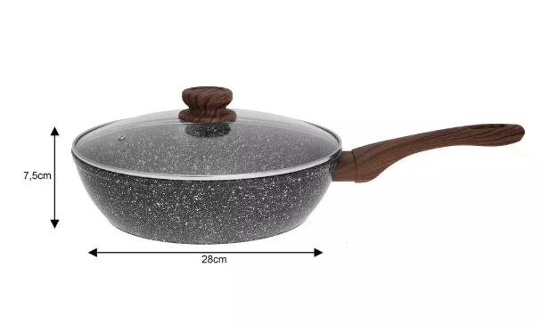 Wok tava s poklopcem - 28 cm - Grey Marble