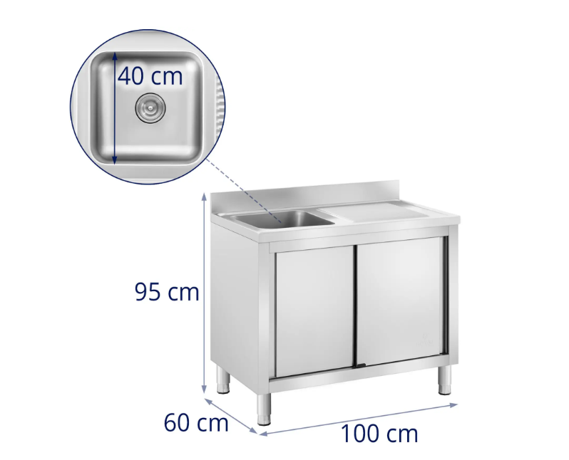 Inox kuhinjski sudoper – 1 umivaonik, 120 × 60 cm