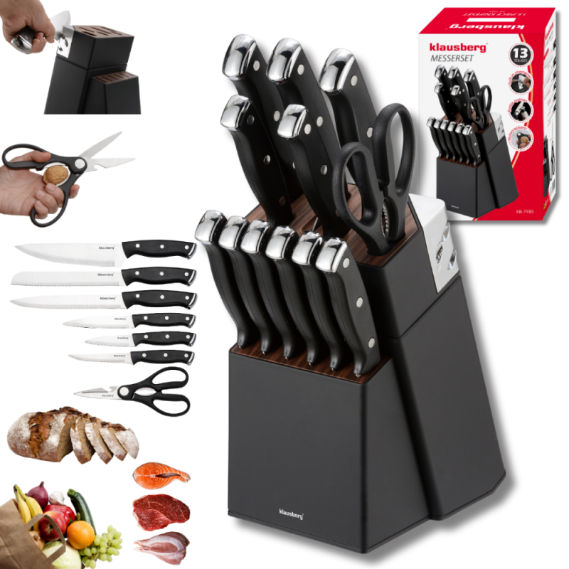 Set 13 noževa s oštračem - Black Accacia KB®