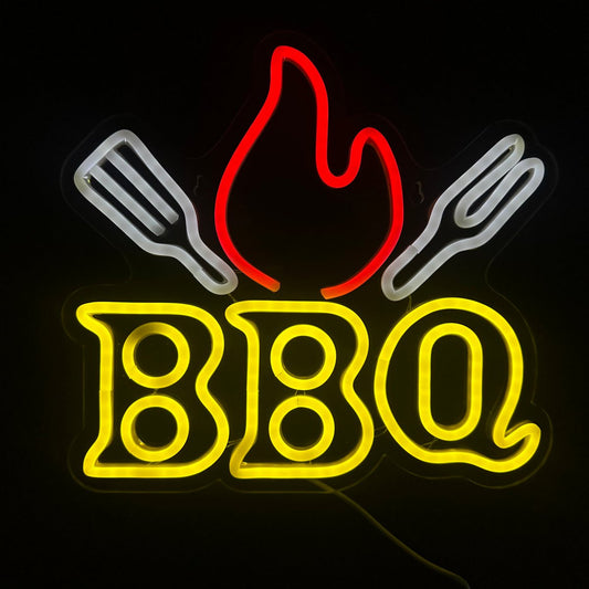 BBQ neon znak, LED roštilj dekoracija, neonski natpis za bar, roštilj lampa, neonska rasvjeta BBQ, neonlampjes.nl, ugostiteljska oprema Split, dekor za grill zonu, svjetleći natpis za terasu, online narudžba neonske lampe