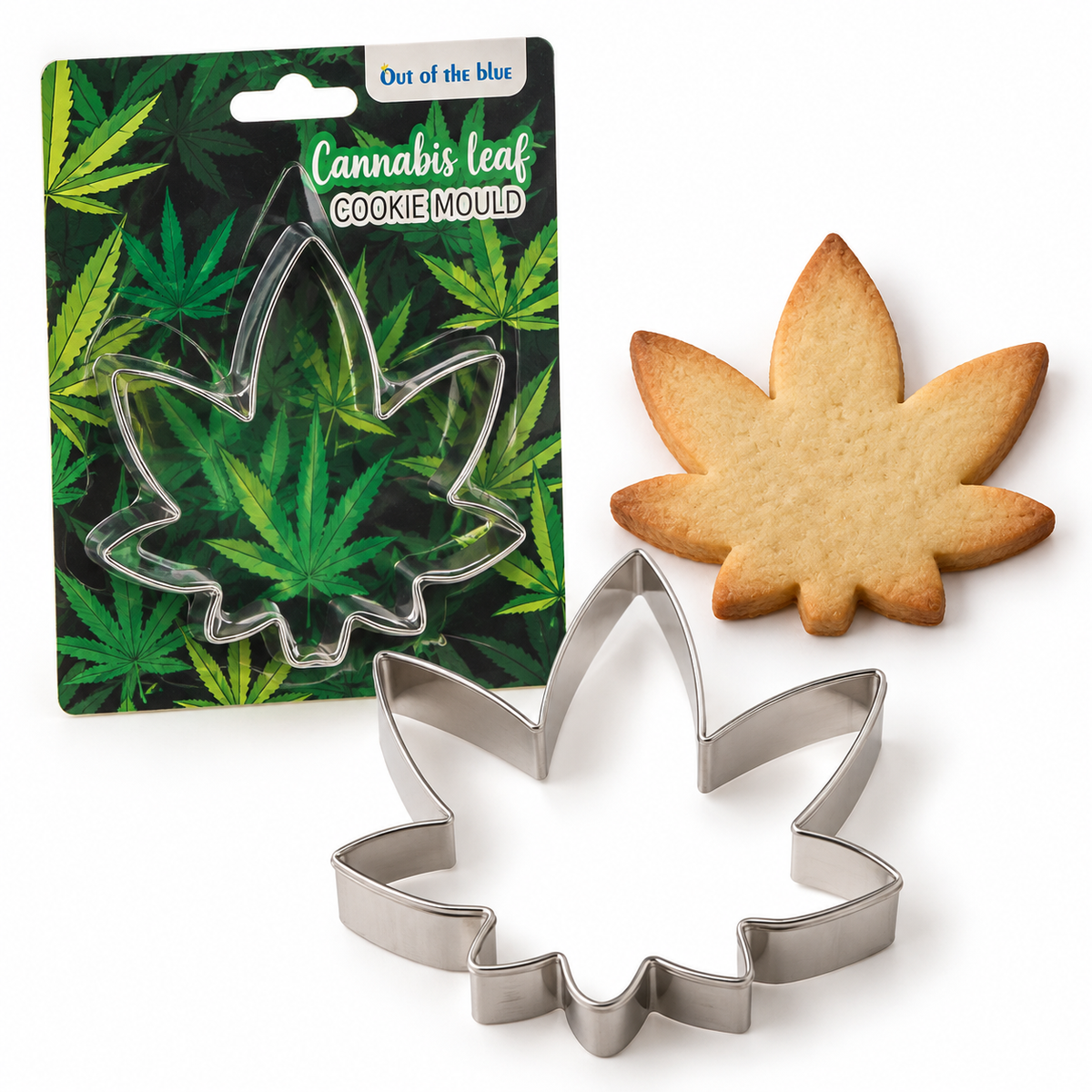 Metalni kalup za kekse – Cannabis leaf - 10 cm, inox
