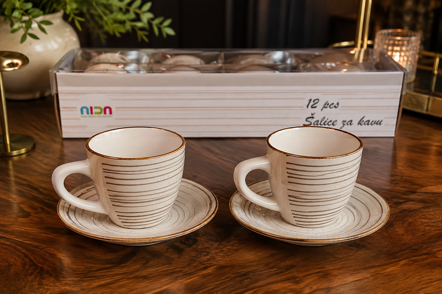 Set 6 šalica NIDA Beige u poklon pakiranju