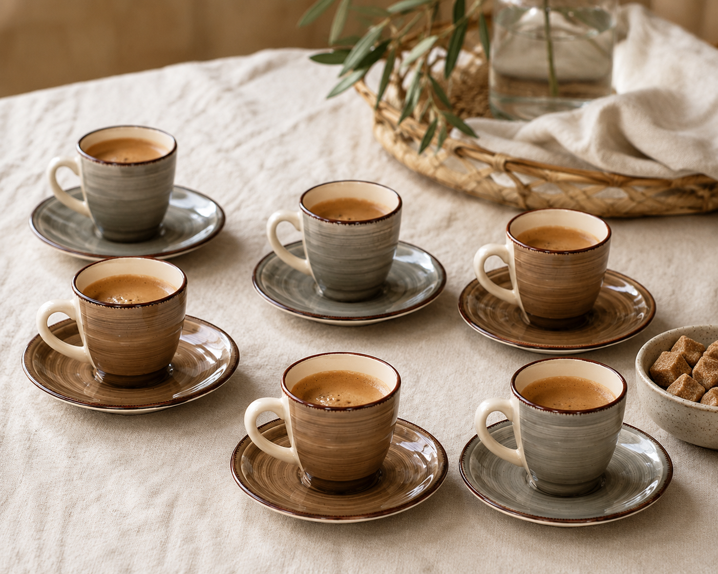 Set 6 šalica s tanjurićima NIDA Mix Brush 120 ml ☕