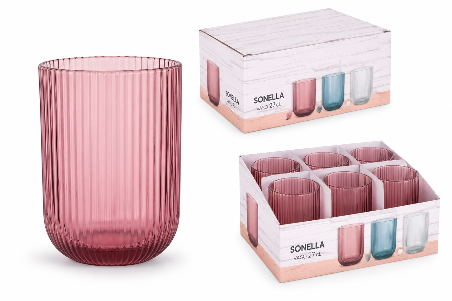 Set 6 čaša Sonella Pink 270ml