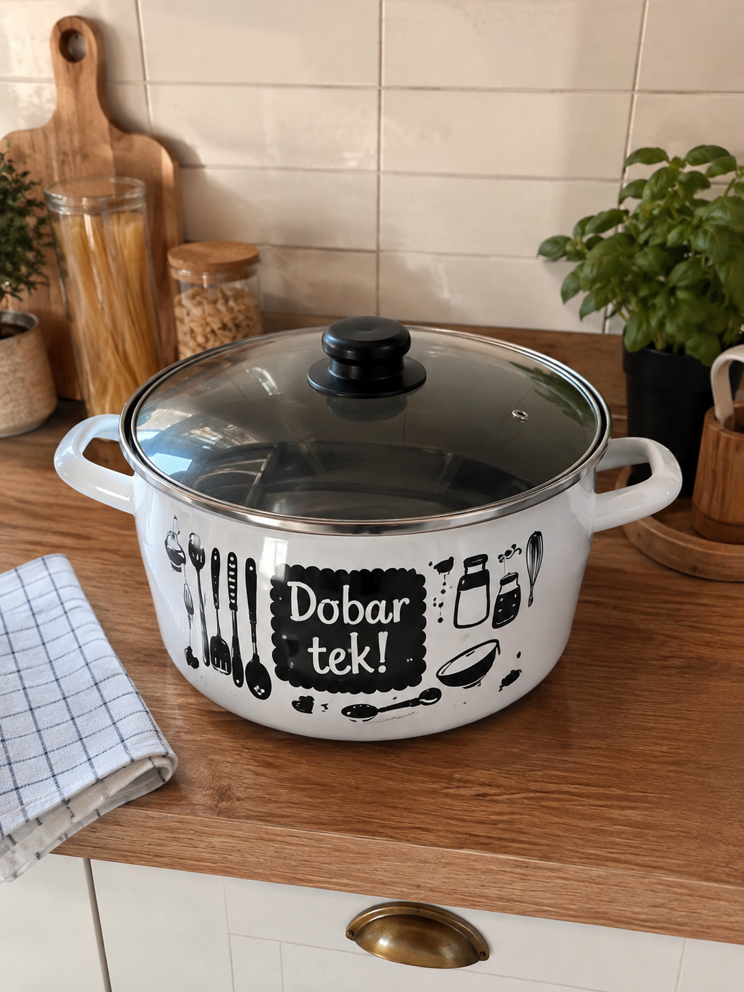 Emajl lonci Dobar tek - 2 veličine - Može indukcija
