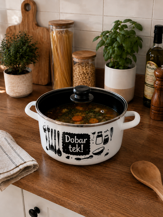 Emajl lonci Dobar tek - 2 veličine - Može indukcija