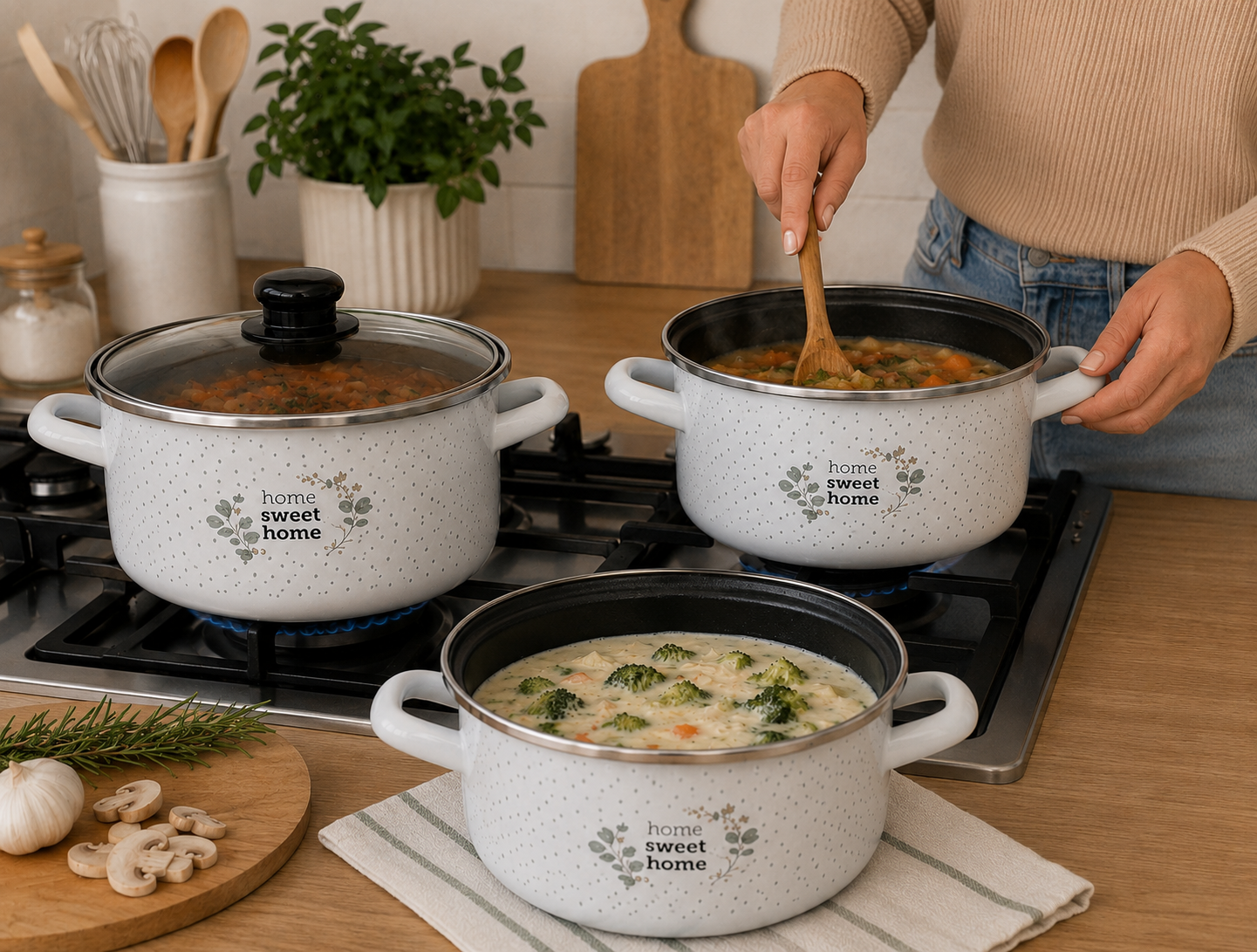 Emajl lonci Home - 3 veličine - Može indukcija