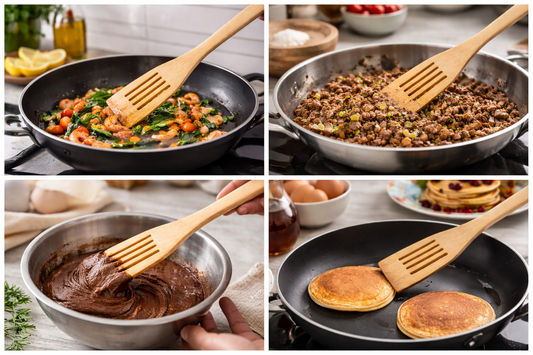 Drvena kuhača / spatula s prorezima – 30cm 🌿