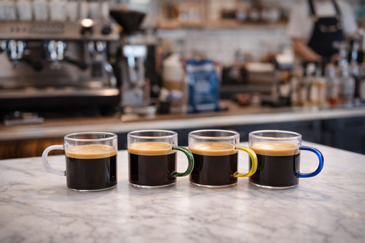 Set od 4 staklene espresso šalice s ručkom – H&S ☕️