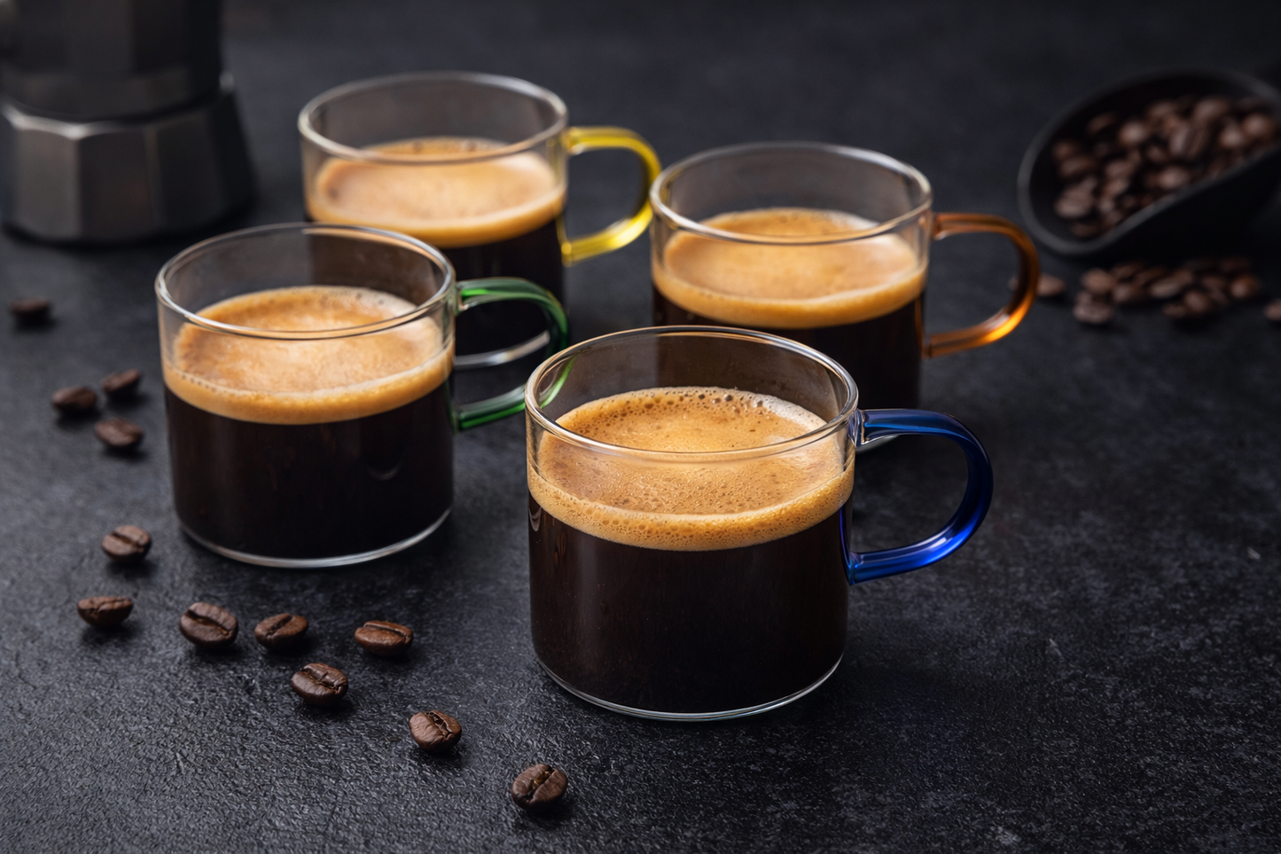 Set od 4 staklene espresso šalice s ručkom – H&S ☕️