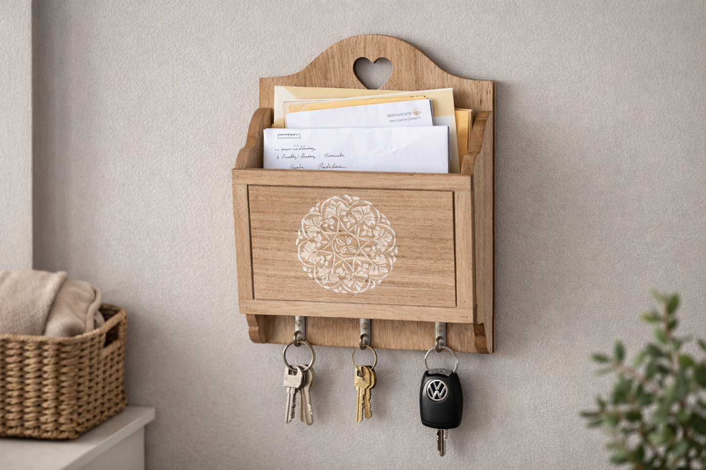 Zidni ormarić za pisma i ključeve Vintage