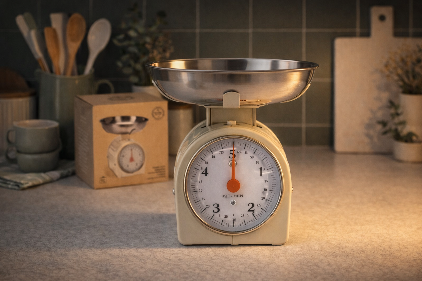 Mehanička kuhinjska vaga 5 kg s inox posudom – precizno vaganje bez struje ⚖️