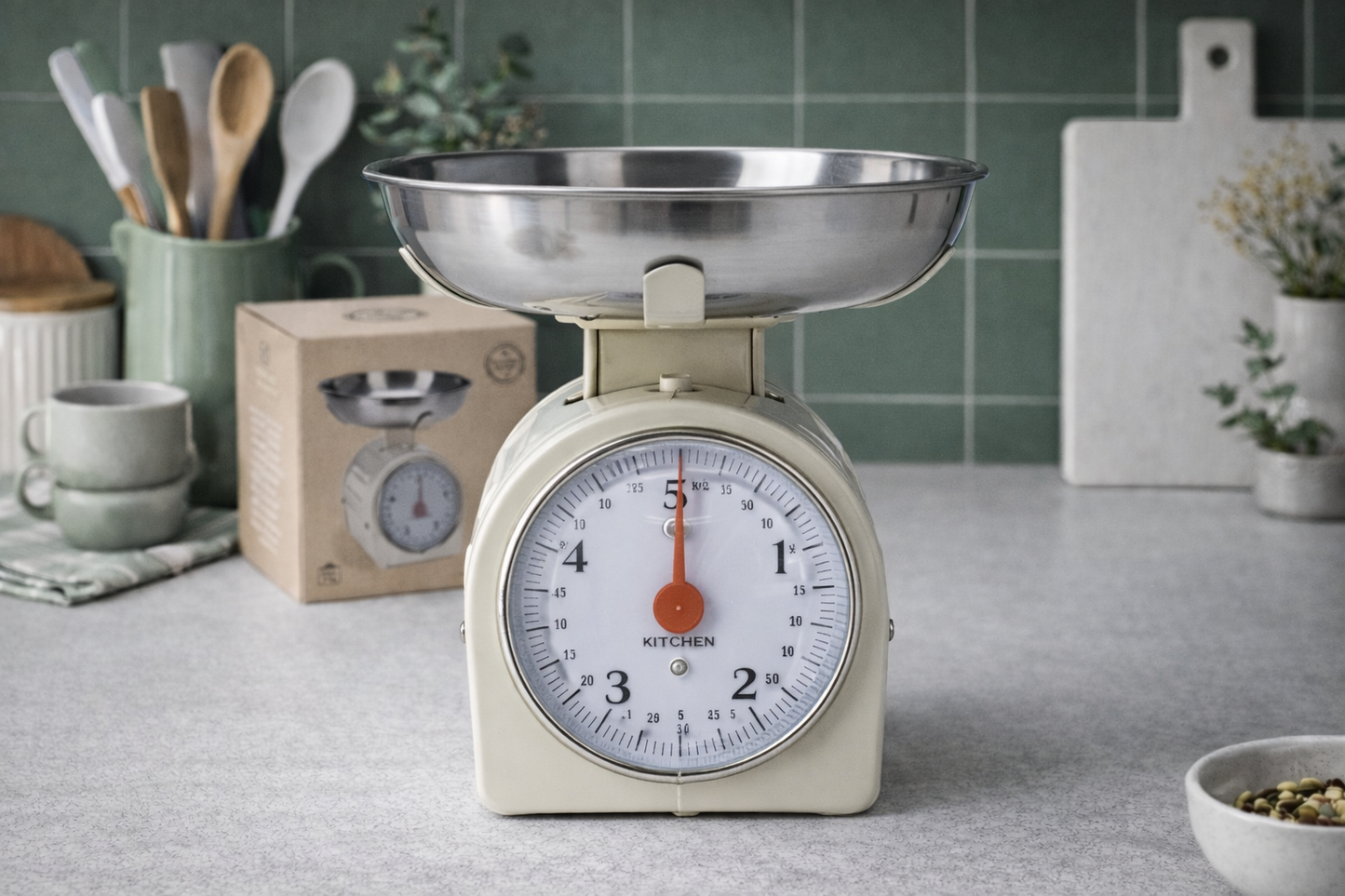 Mehanička kuhinjska vaga 5 kg s inox posudom – precizno vaganje bez struje ⚖️