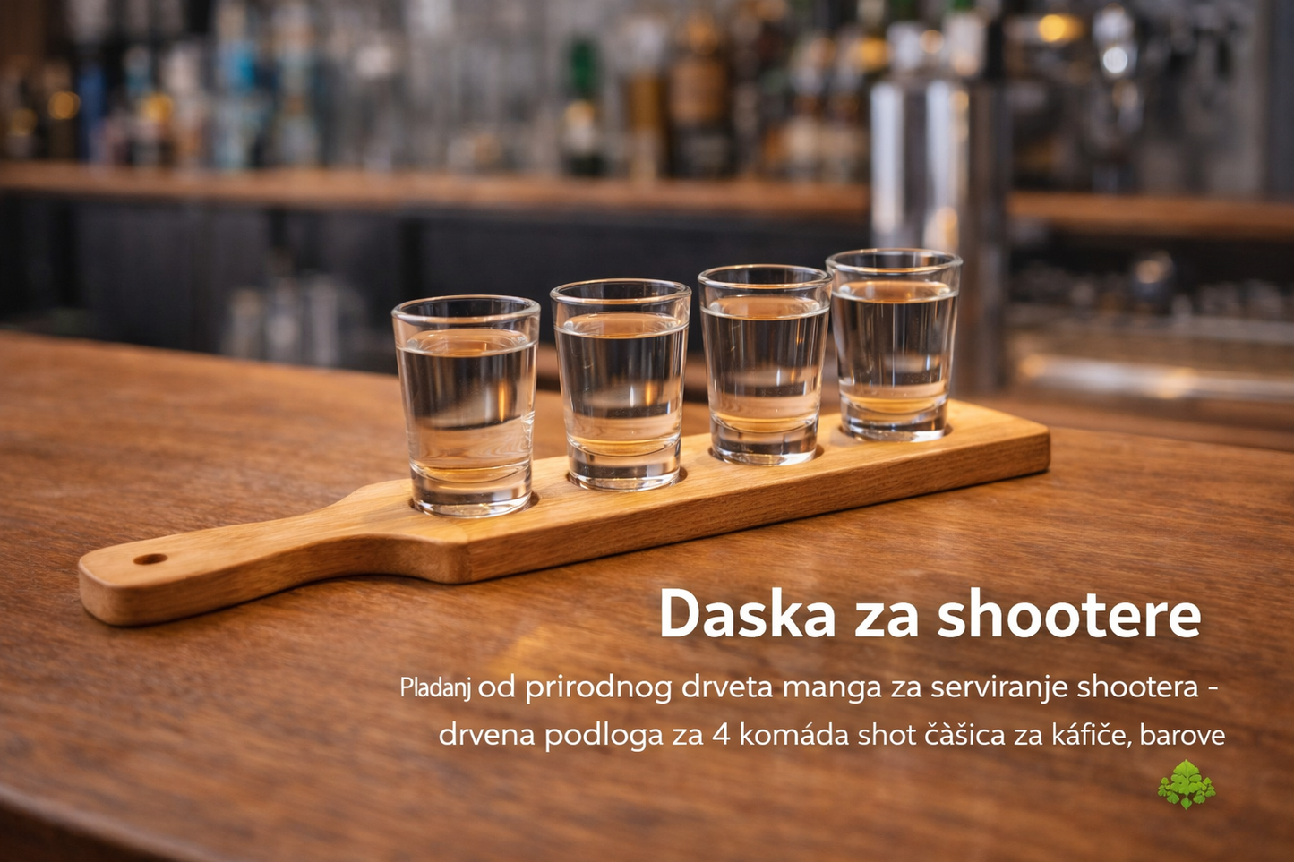 Daska za shootere od drva manga – pladanj za 4 shot čašice 🍸
