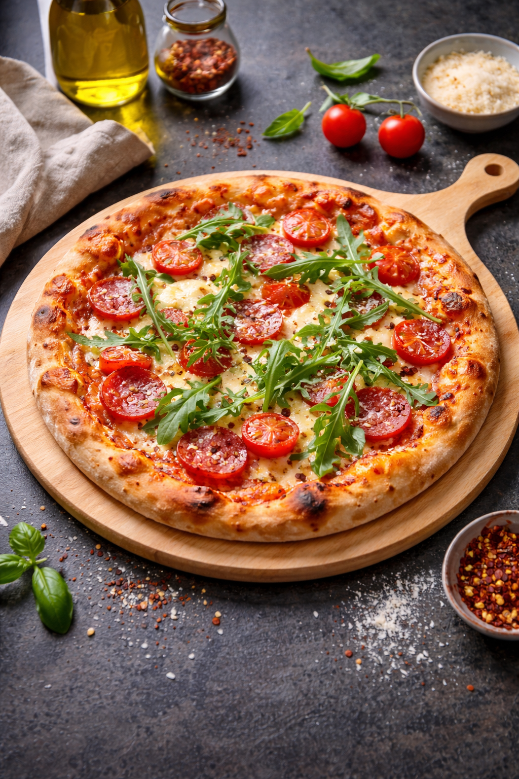 🪵 Daska za pizzu Ø35 cm s ručkom – Panetta 🇮🇹