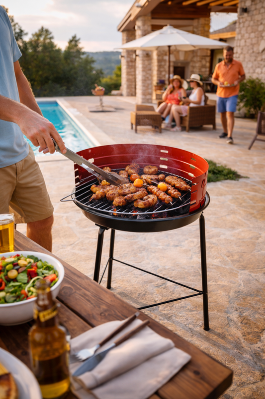 Roštilj BBQ okrugli Ø33 cm – prijenosni grill s postoljem 🔥