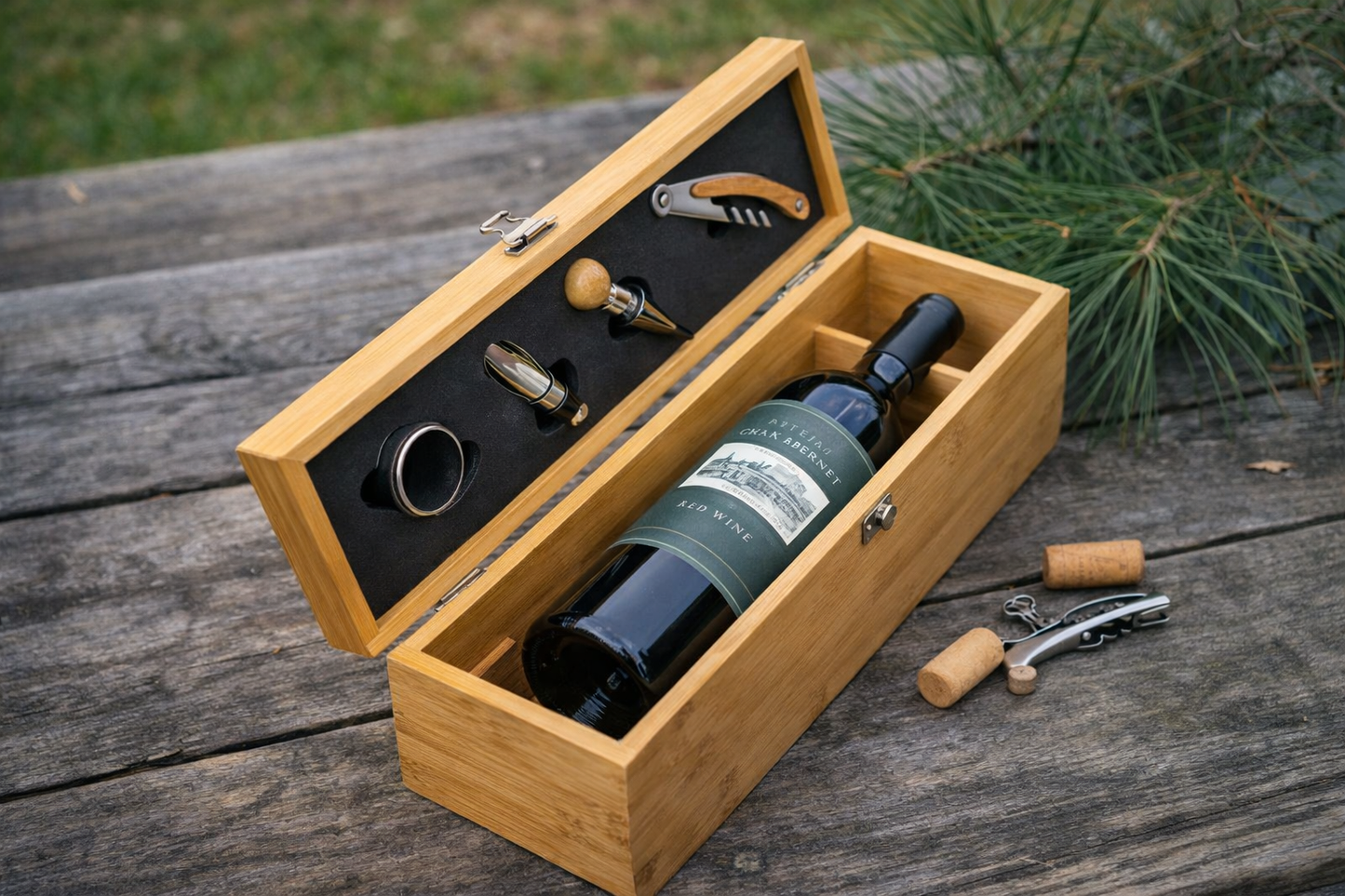 Sommelier set 5/1 u drvenoj kutiji – Poklon za ljubitelje vina