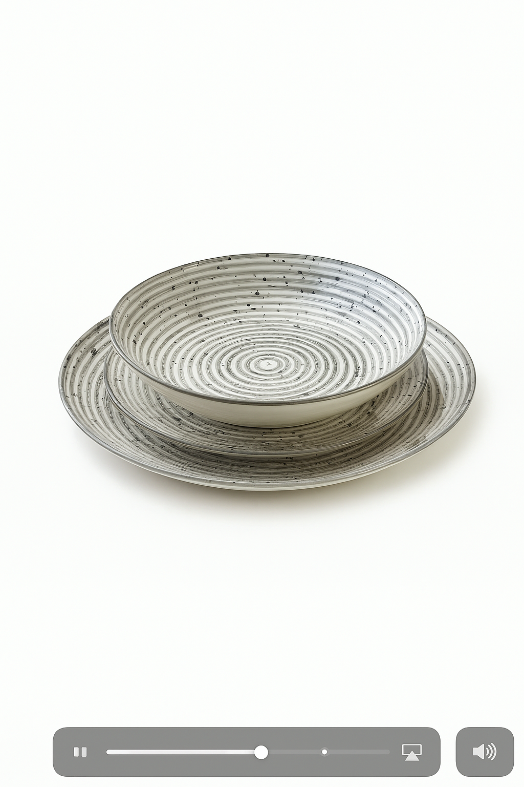 STRIPES GREY Porculanski set za jelo – 18 dijelova, sivi prugasti dizajn