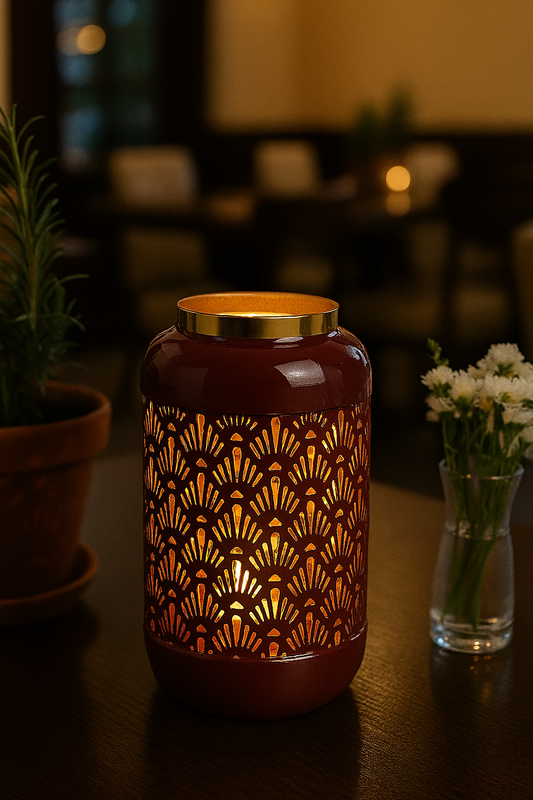 Metalni svijećnjak – dekorativni lampion 9×17×9 cm (bordo ili zeleni)