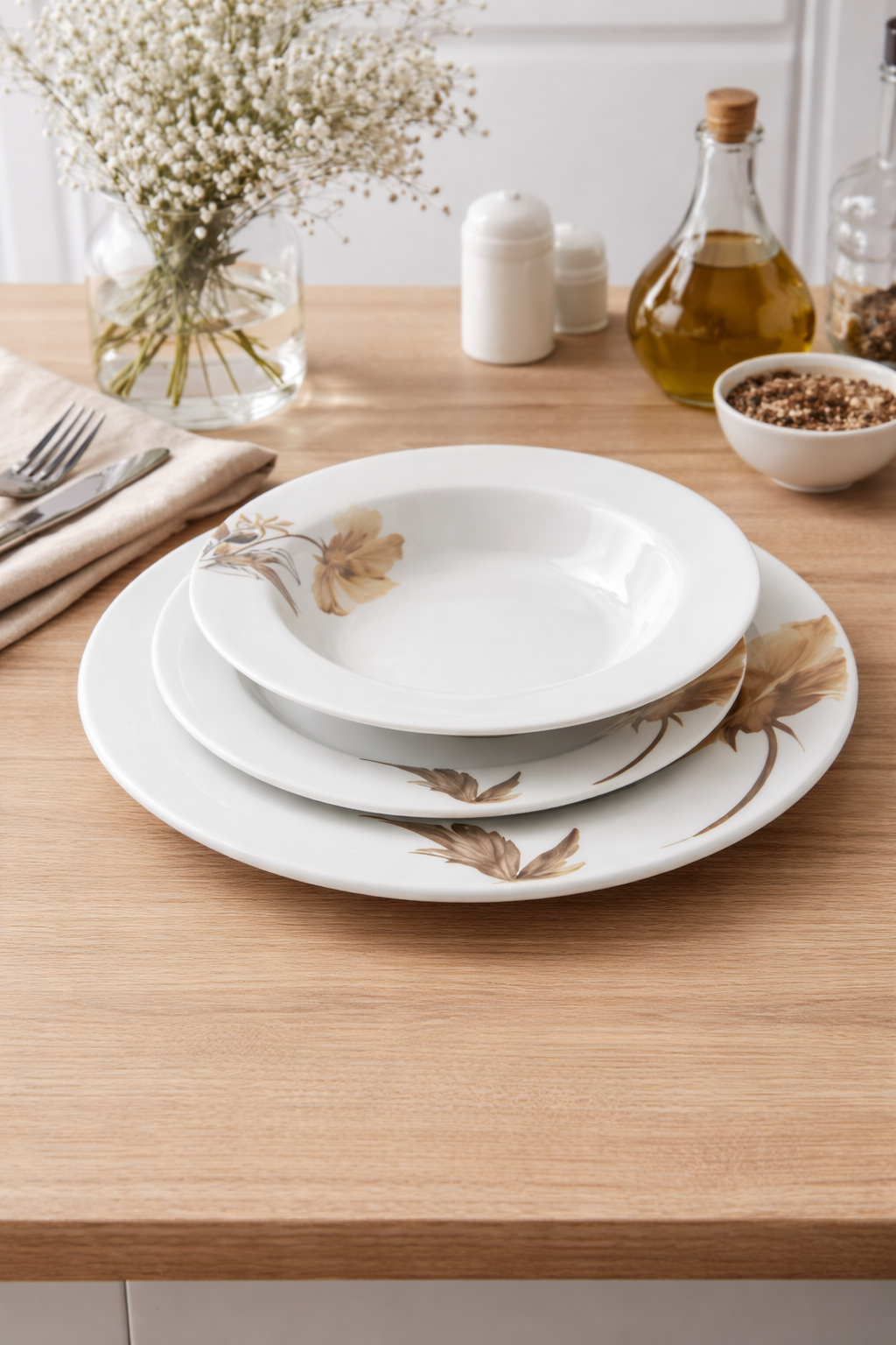 Set 18 tanjura Beige Leaf