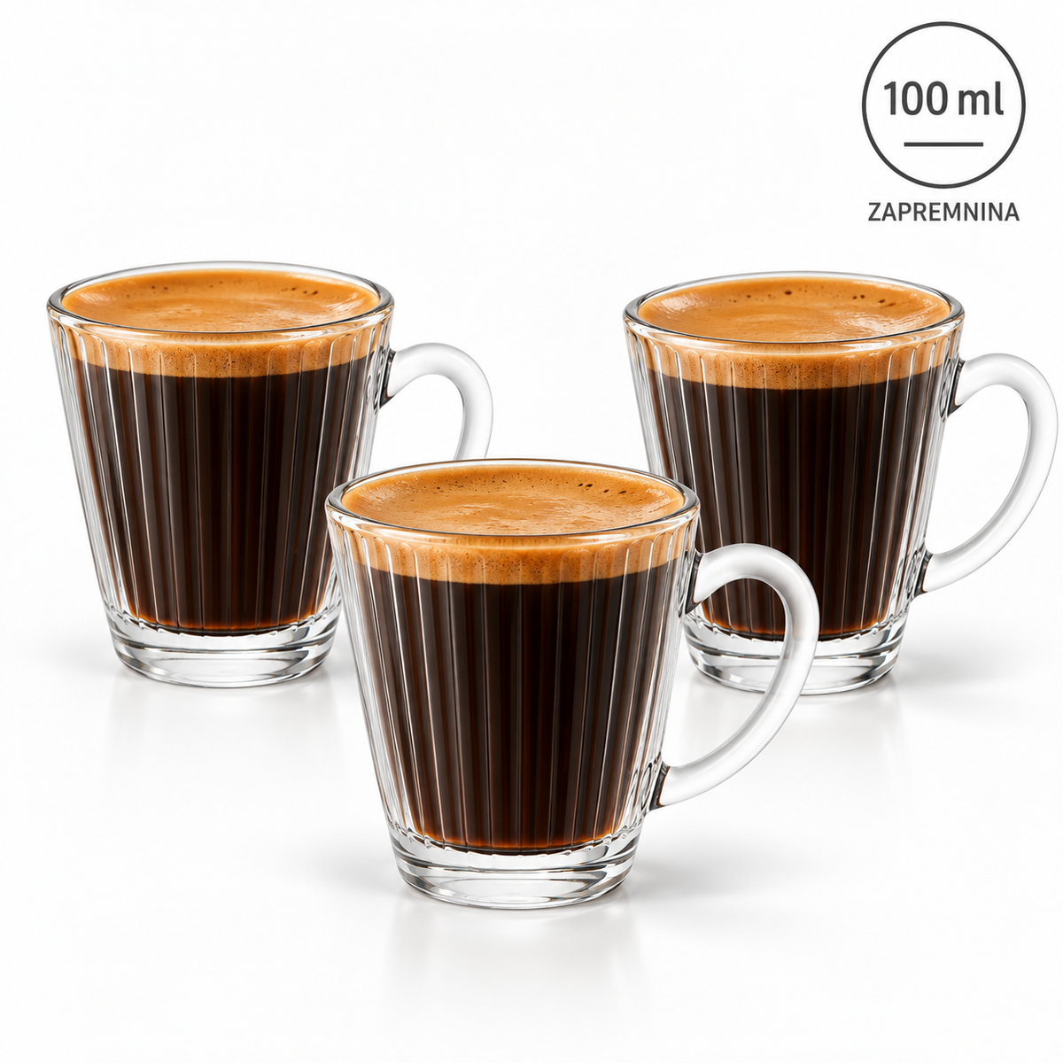 Set 3 staklene šalice Naira espresso
