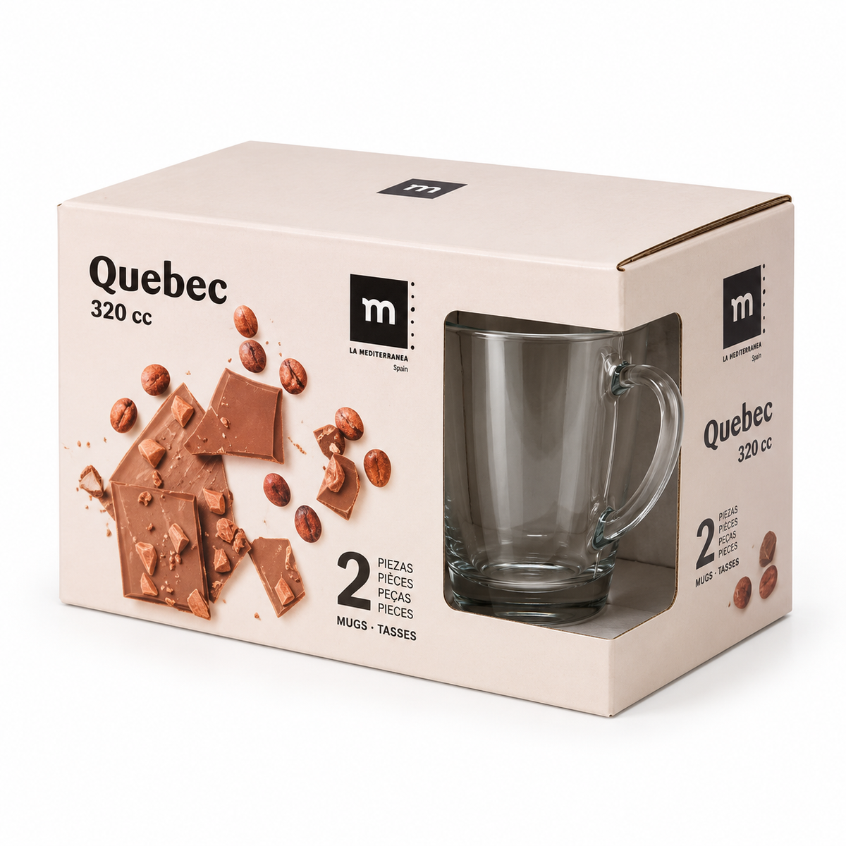 Set 2 staklene šalice Quebec 320ml