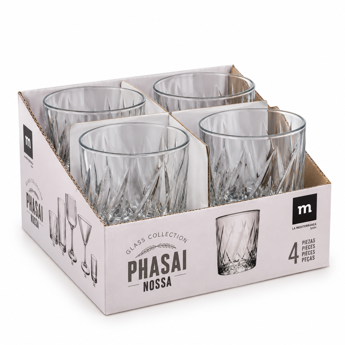Set 4 čaše Phasai niske 350ml