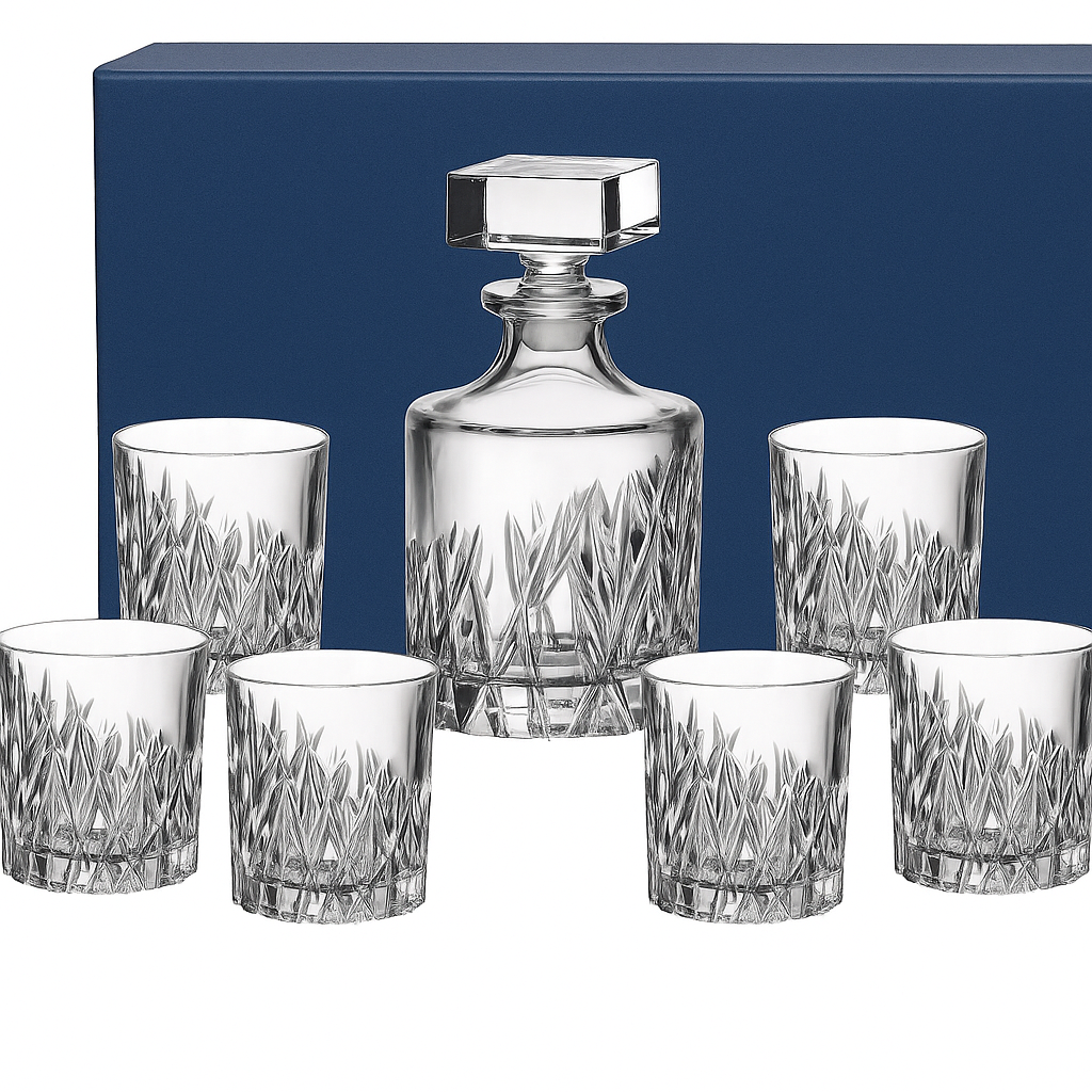 Crystal Bohemia Wicker whiskey set 1+6 –  boca i čaše od češkog kristala