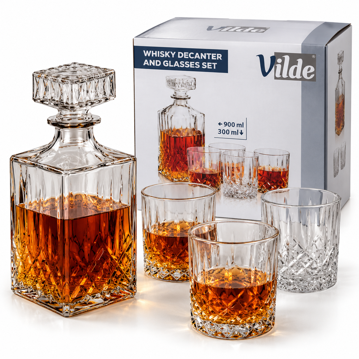 Stakleni set za whiskey dekanter i 4 čaše