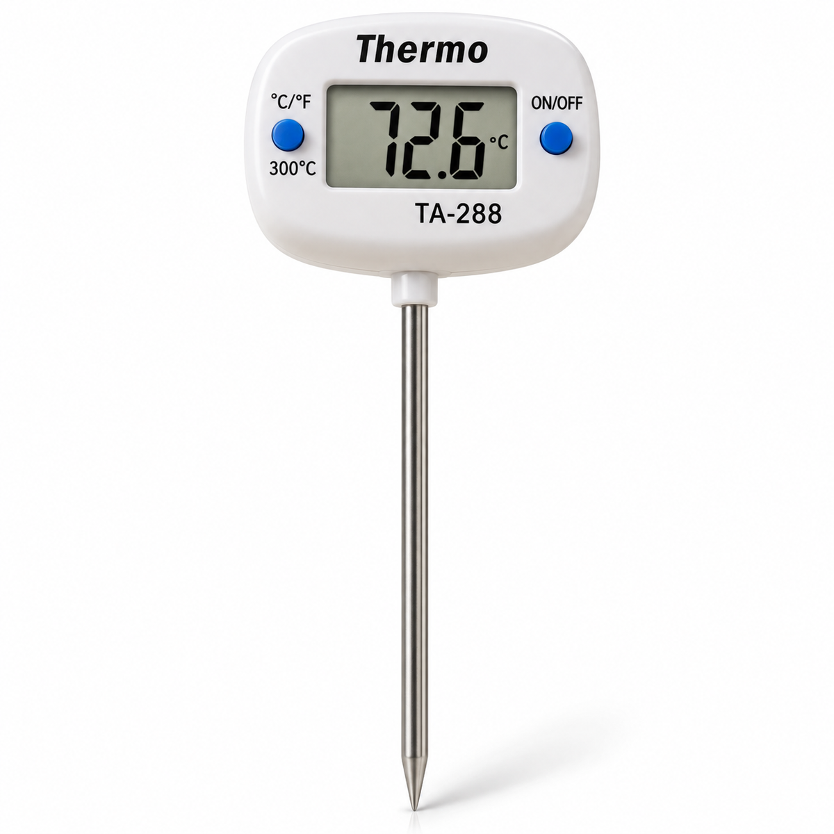 Digitalni kuhinjski termometar TA-288 s inox sondom, LCD zaslonom i mjerenjem do 300 °C. Za meso, pečenje i kuhanje. NIRS Split, dostava Hrvatska.