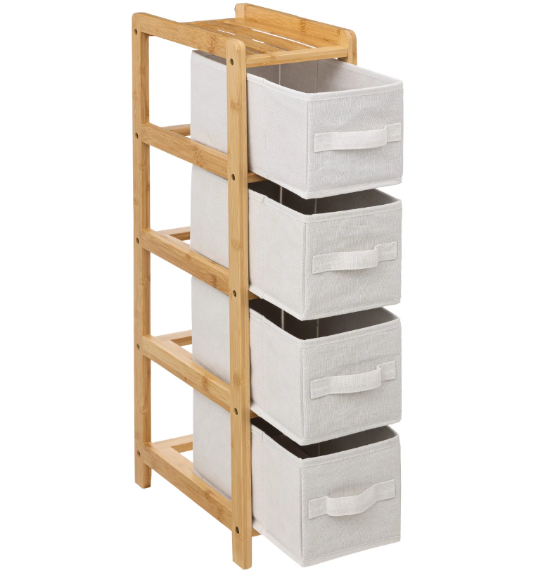 Uski bambusni ladičar s 4 ladice – 78,5 cm