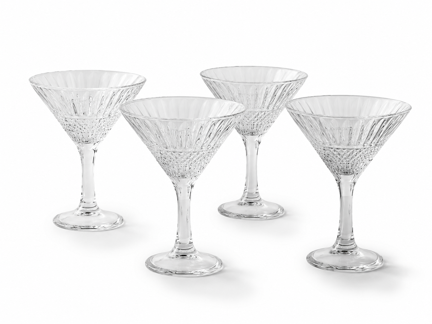 La Mediterránea Phasai, Phasai čaše, Phasai čaše 200 ml, koktel čaše 200 ml, martini čaše 200 ml, čaše za martini, čaše za koktele, čaše za aperitiv, čaše za deserte, čaše na stalku, reljefne čaše, elegantne koktel čaše, set koktel čaša, set čaša 4 komada, staklene koktel čaše, čaše za cocktail bar, čaše za restoran, čaše za hotel, čaše za konobu, čaše za beach bar, čaše za sladoled, čaše za mousse, čaše za panna cottu, čaše za sorbet, čaše za voćni desert, staklo za ugostiteljstvo, ugostiteljske čaše, opre