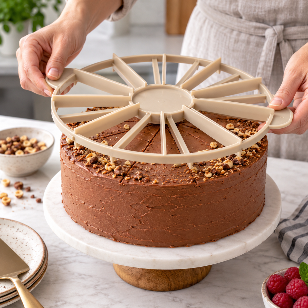 razdjelnik za tortu, djelitelj za tortu, rezač za tortu, označivač za tortu, razdjelnik 10 porcija, razdjelnik 12 porcija, torta 10 komada, torta 12 komada, razdjelnik torte 26 cm, alat za rezanje torte, pribor za slastičare, slastičarski pribor, oprema za slastičarnice, profesionalni slastičarski pribor, pribor za kolače, rezanje torte na jednake komade, označavanje porcija, porcioniranje torte, ugostiteljska oprema, oprema za restorane, oprema za hotele, catering oprema, pekarska oprema, slastičarska opre