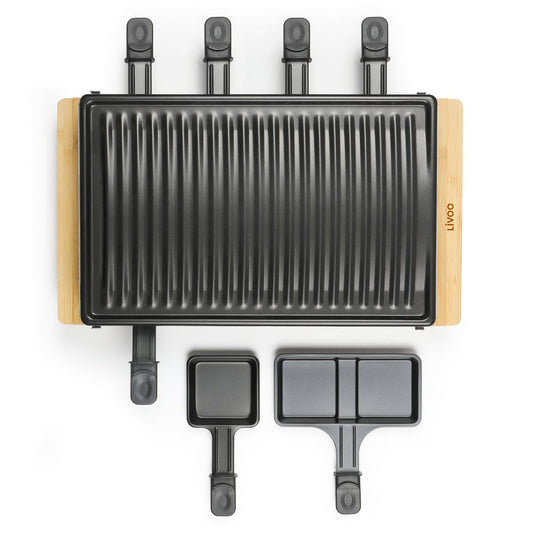 Roštilj za raclette – bambus, termostat, kompletan set 🧀🔥