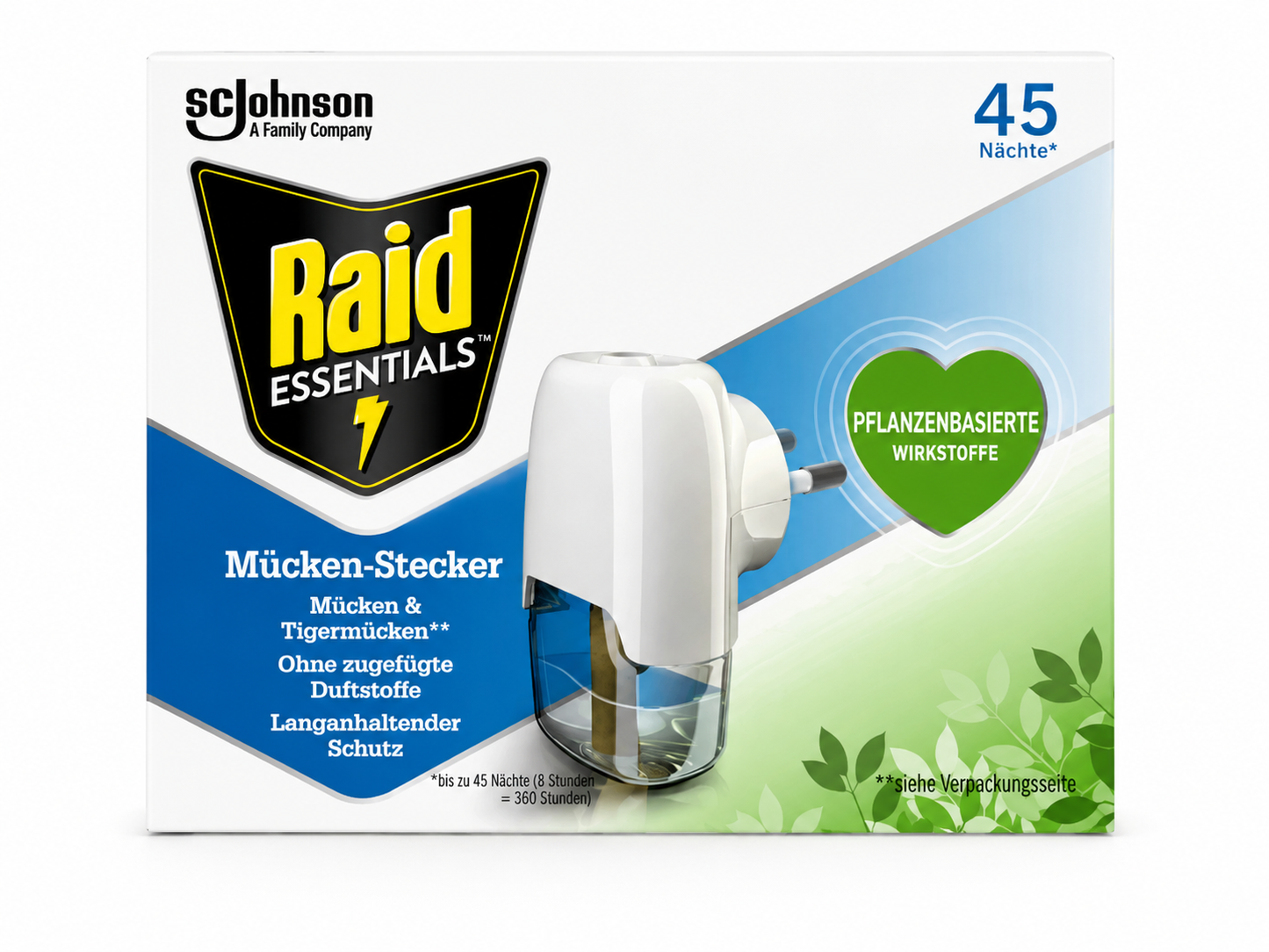 Raid Essentials, punjenje protiv komaraca, Raid punjenje 23 ml, električni aparat protiv komaraca, sredstvo protiv komaraca, zaštita od komaraca, zaštita od tigrastih komaraca, Raid refill, punjenje za električni aparat, sredstvo protiv komaraca za stan, sredstvo protiv komaraca za apartman, zaštita od komaraca u hotelu, sredstvo protiv komaraca bez mirisa, biljni aktivni sastojci, dugotrajna zaštita od komaraca, zaštita do 45 noći, 360 sati zaštite, sredstvo protiv insekata, kućni insekticid, Raid Essentia