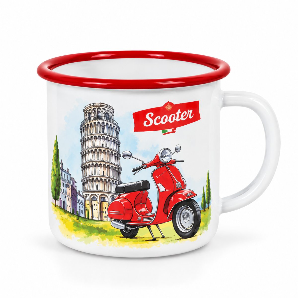 Retro espresso šalica s motivom skutera
