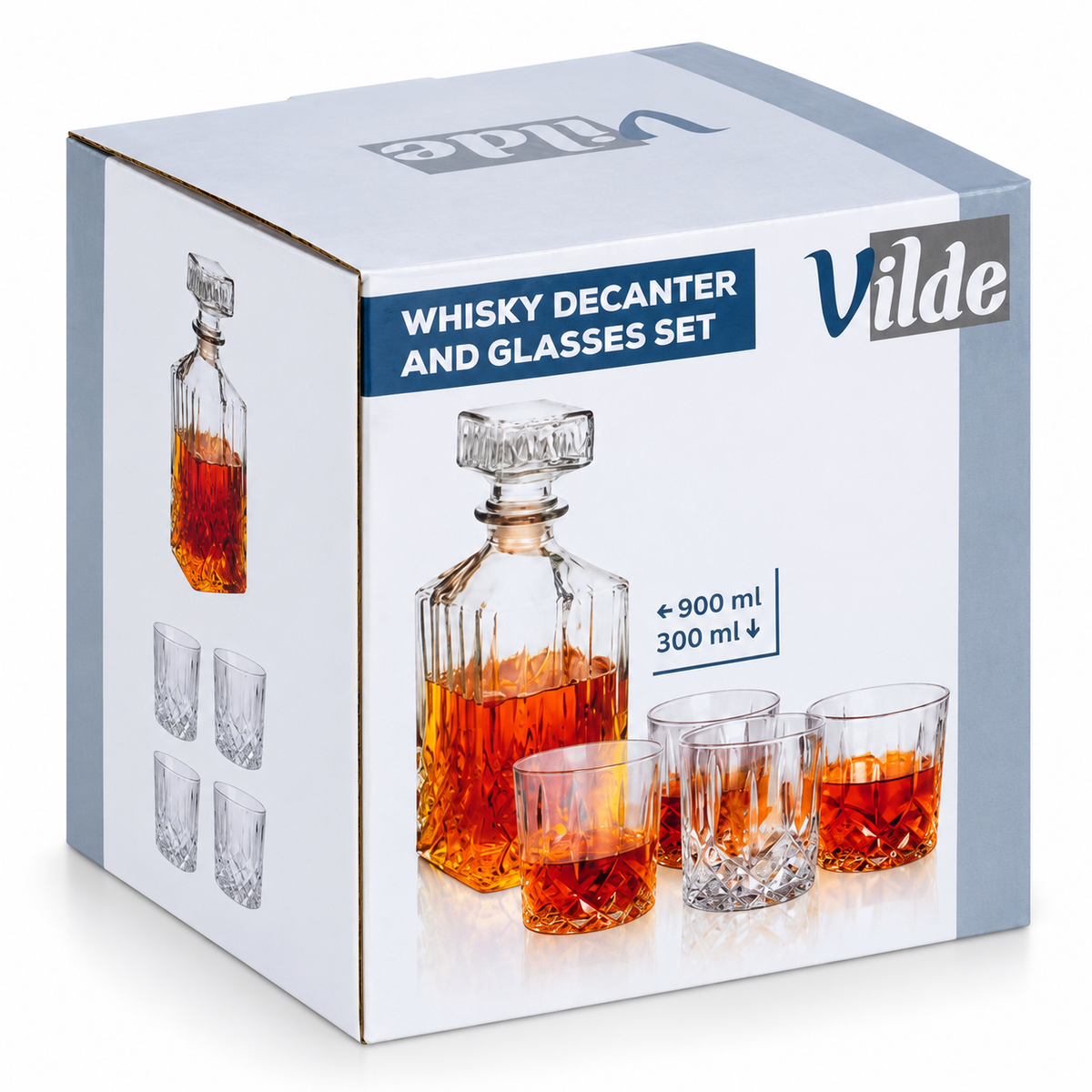 Stakleni set za whiskey dekanter i 4 čaše