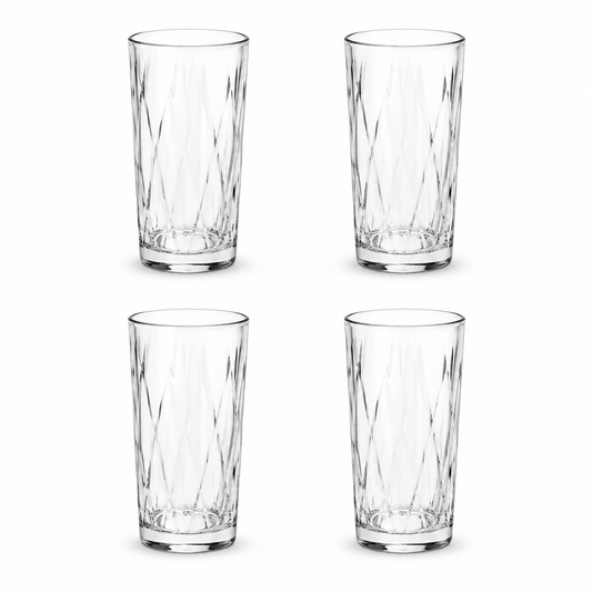 čaše 360 ml, set 4 čaše, PHASAI čaše, La Mediterránea, visoke čaše, staklene čaše, čaše za vodu, čaše za sok, čaše za gazirana pića, čaše za ledeni čaj, čaše za koktele, moderne čaše, reljefne čaše, elegantne čaše, premium staklo, ugostiteljske čaše, čaše za restoran, čaše za hotel, čaše za kafić, barske čaše, profesionalna ugostiteljska oprema, čaše Split, ugostiteljska oprema Dalmacija, kvalitetne čaše, stakleni set, čaše za posluživanje, dizajnerske čaše, čaše za svakodnevnu upotrebu, NIRS Oprema, La Med