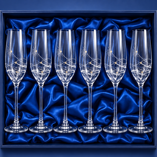 čaše za šampanjac, kristalne čaše za šampanjac, Swarovski čaše, čaše sa Swarovski kristalima, Swarovski kristali, set čaša 6/1, čaše za pjenušac, čaše za prosecco, luksuzne čaše, čaše za vjenčanje, poklon za vjenčanje, poklon mladencima, poklon za mladence, originalan poklon za vjenčanje, luksuzni poklon za vjenčanje, poklon za zaruke, poklon za godišnjicu braka, poklon za useljenje, poklon za kumove, svadbeni poklon, ideje za poklon mladencima, kristalne čaše 260 ml, set kristalnih čaša, poklon set č