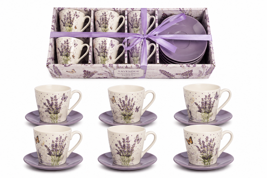 šalice lavanda, šalice s lavandom, Lavanda By Nida, By Nida šalice, set šalica lavanda, porculanske šalice, šalice 220 ml, set šalica s tanjurićima, 6 šalica s tanjurićima, poklon set šalica, poklon za mamu, poklon za baku, poklon za prijateljicu, poklon za učiteljicu, poklon za kolegicu, poklon za ženu, poklon za rođendan, poklon za Majčin dan, poklon za useljenje, ideje za poklone, originalan poklon za ženu, poklon s lavandom, ljubičaste šalice, šalice za kavu, šalice za čaj, porculanski set za kavu, medi