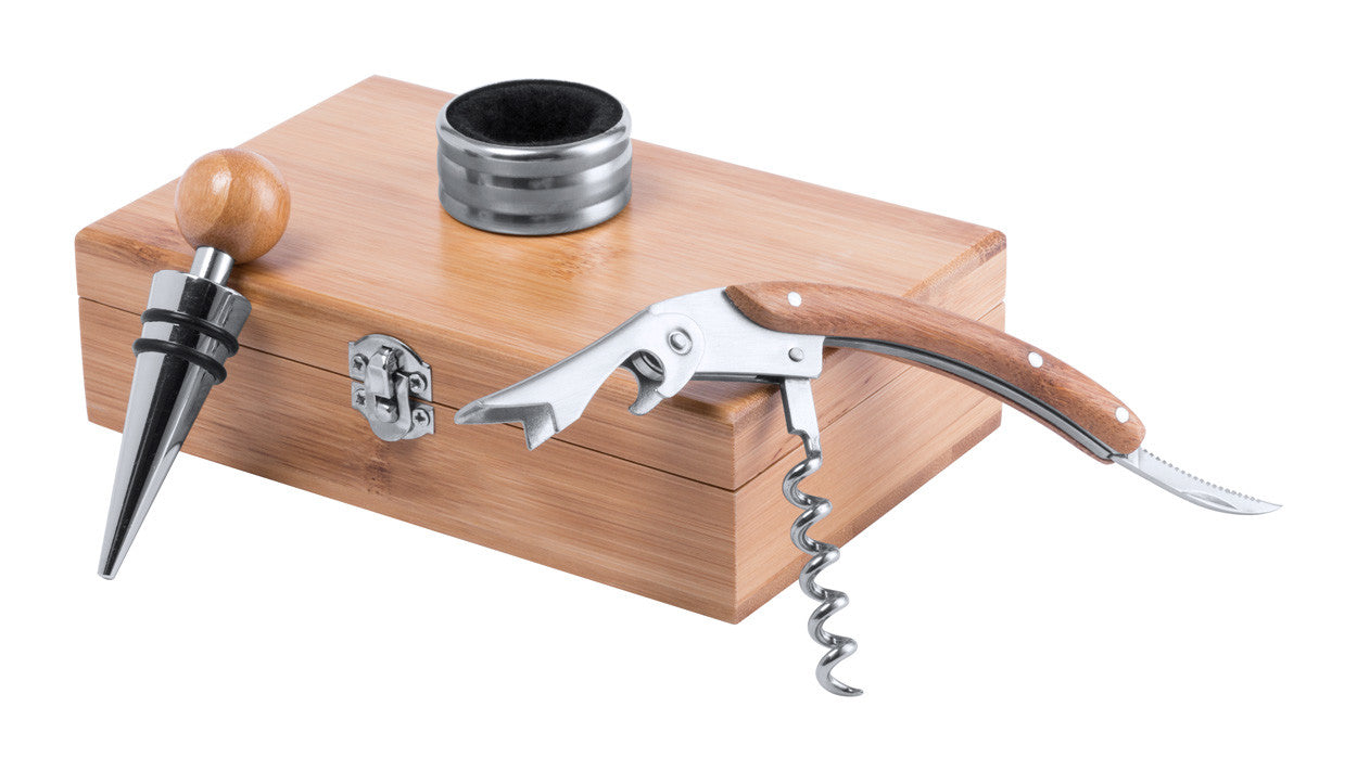 🎁 Set za vino u bambus kutiji s gravurom loga / 50 kom