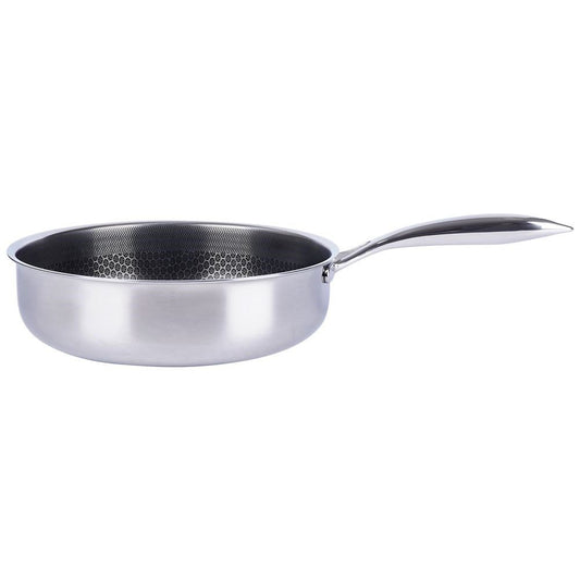 duboka tava inox, COOKCELL HYBRID tava, neljepljiva tava 26 cm, inox tava s premazom, hexclad tava, hexclad alternativa, hibridna tava inox + neljepljiva, profesionalna tava za indukciju, luksuzna tava za kuhanje, tava za pirjanje i prženje, tava otporna na metalni pribor, premium tava za restorane