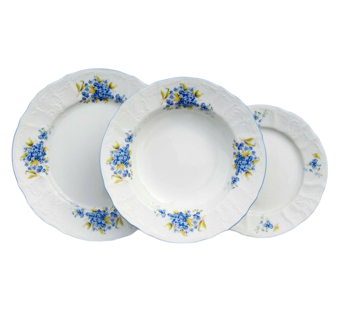 češki porculan, Thun porculan, Bernadotte porculan, porculanska garnitura, blagovaonski servis porculan, tanjuri porculan set, porculanski tanjuri Thun, češki porculan Bernadotte, porculan za restorane, hotelski porculan, ugostiteljski porculan, porculan 18 dijelova, tanjuri set 18/1, porculanski servis za jelo, porculan cvjetni motiv, klasični porculan, bijeli porculan, porculan za apartmane, profesionalni porculan, porculan za hotele, Thun Bernadotte Nezábudky, češki porculan Thun, kvalitetan porculan, po
