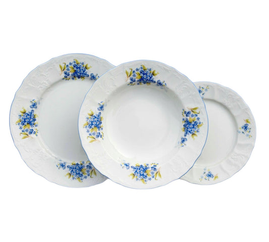 češki porculan, Thun porculan, Bernadotte porculan, porculanska garnitura, blagovaonski servis porculan, tanjuri porculan set, porculanski tanjuri Thun, češki porculan Bernadotte, porculan za restorane, hotelski porculan, ugostiteljski porculan, porculan 18 dijelova, tanjuri set 18/1, porculanski servis za jelo, porculan cvjetni motiv, klasični porculan, bijeli porculan, porculan za apartmane, profesionalni porculan, porculan za hotele, Thun Bernadotte Nezábudky, češki porculan Thun, kvalitetan porculan, po