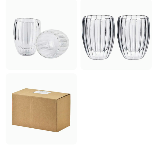 Set od 2 staklene čaše STRIPES 300 ml – borosilikatno dvostruko staklo