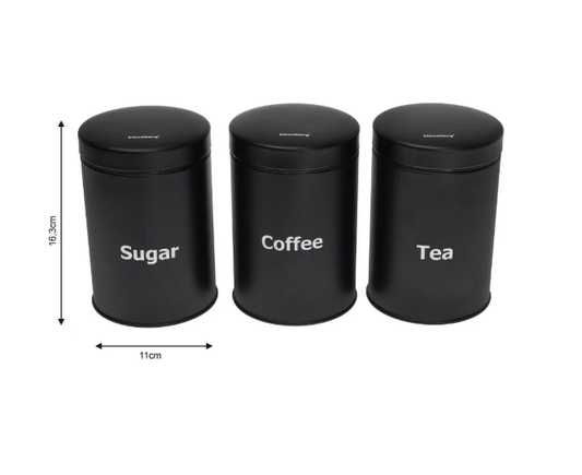 🖤 Set metalnih posuda Klausberg – Coffee / Tea / Sugar (3 kom)