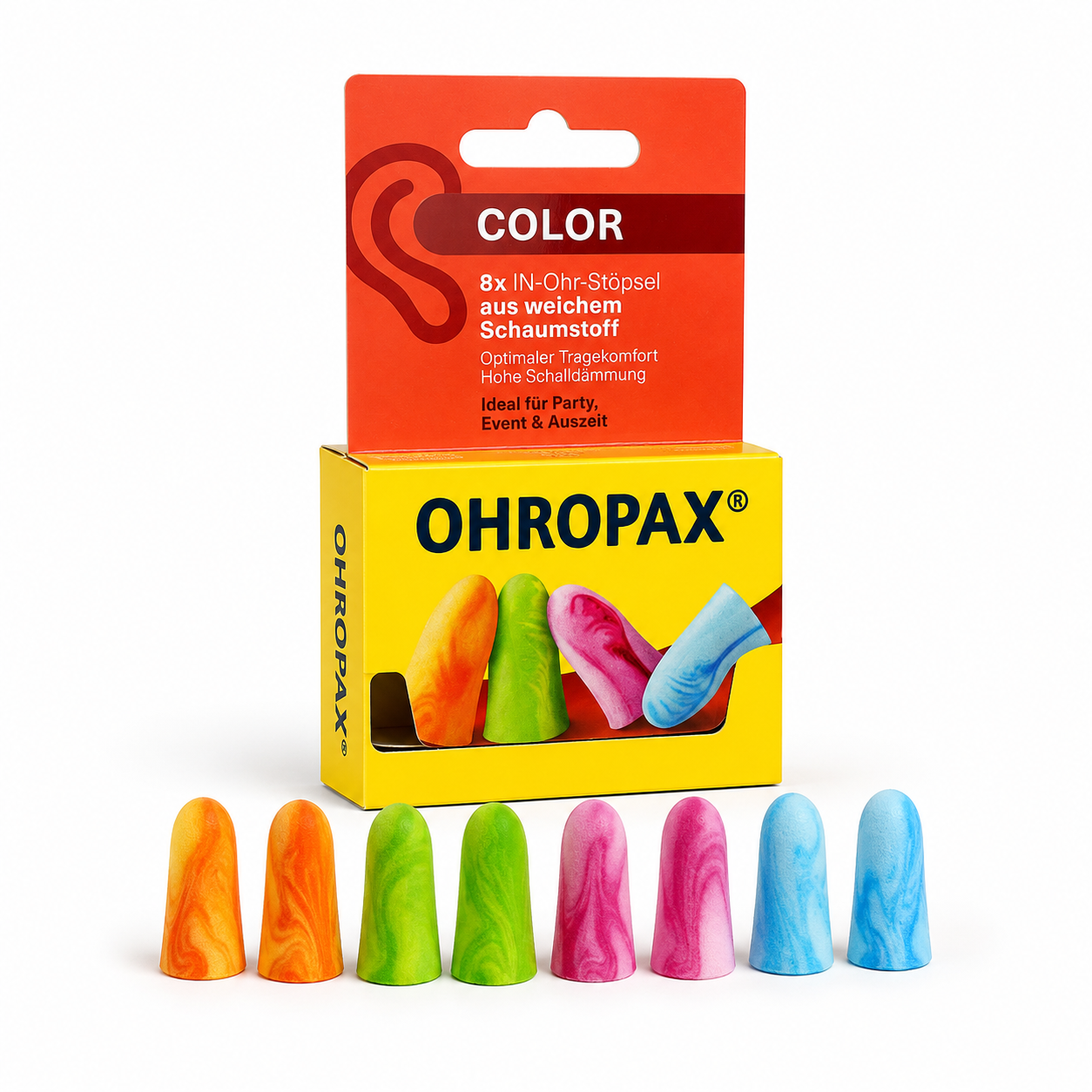 OHROPAX Color, čepići za uši, čepići za uši protiv buke, pjenasti čepići za uši, mekani čepići za uši, čepići za spavanje, čepići za putovanje, čepići za avion, čepići za koncert, čepići za festival, zaštita sluha, zaštita od buke, čepići za uši u boji, OHROPAX čepići, čepići za miran san, čepići za ured, čepići za učenje, čepići za odmor, čepići za party, čepići za evente, čepići za kampiranje, čepići za hotele, čepići za apartmane, higijenski čepići za uši, udobni čepići za uši, jednokratni čepići za uši,