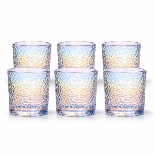 iridescent čaše, holografske čaše, reljefne čaše, čaše s efektom duge, staklene čaše u boji, set 6 čaša, čaše za vodu, čaše za sok, čaše za koktele, čaše za gin, čaše za whiskey, čaše za aperitiv, moderne čaše, dekorativne čaše, luksuzne čaše, dizajnerske čaše, čaše za restorane, čaše za barove, čaše za hotele, čaše za apartmane, ugostiteljske čaše, profesionalne čaše za ugostiteljstvo, čaše za serviranje pića, čaše za svečani stol, efektne čaše za restoran, iridescent staklo, čaše za ugostiteljstvo Dalmaci