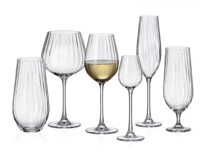 Set 6 čaša na crtice za vino Bohemia Optic