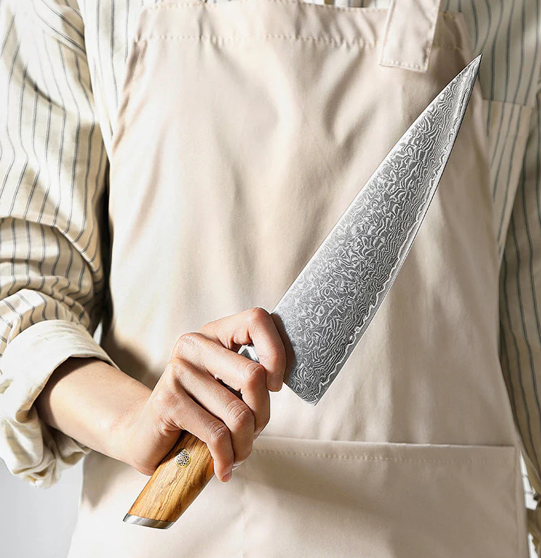 Nož XINZUO B37-CS Damascus 73 sloja – maslinovo drvo